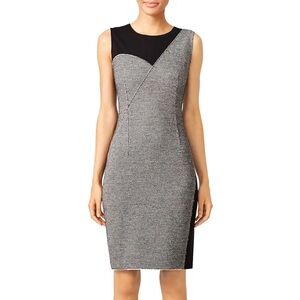 Elie Tahari Simona Sheath Dress Black Gray Tweed Sleeveless 6 New